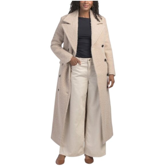 AVEC LES FILLES Strong Shoulder Double Breasted Maxi Coat - Picture 1 of 3